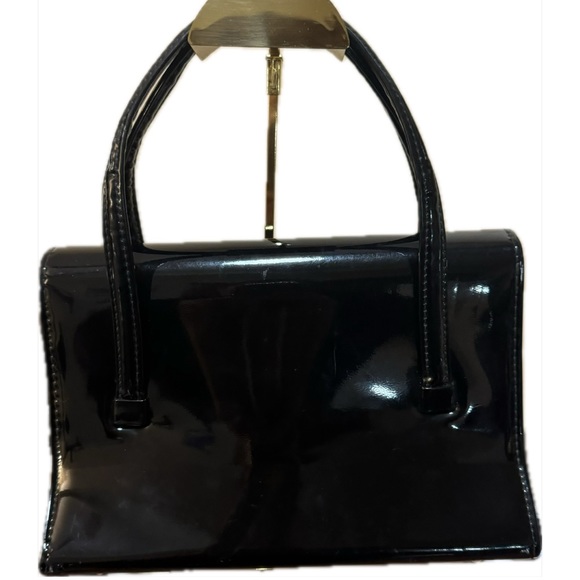 Black Shiny 50's Vintage Satchel/Purse - Picture 4 of 4